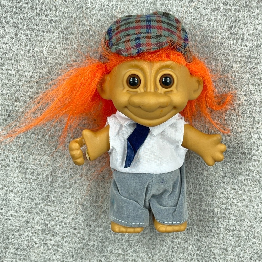Vintage Russ Troll Doll Orange Hair Male Hat Tie #18515
